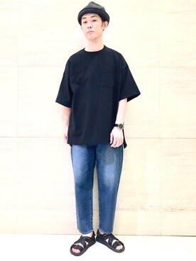 「Johnbull Private labo（ジョンブルプライベートラボ）のアイテム（サンダル）」を使った、J2さん（メンズ・180cm）の夏コーディネート