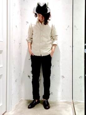「Johnbull Private labo（ジョンブルプライベートラボ）のアイテム（カーゴパンツ）」を使った、J2さん（メンズ・180cm）の夏コーディネート