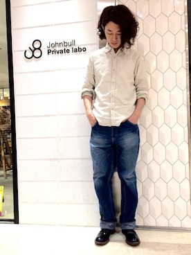 「Johnbull Private labo（ジョンブルプライベートラボ）のアイテム（シューズ）」を使った、J2さん（メンズ・180cm）の夏コーディネート