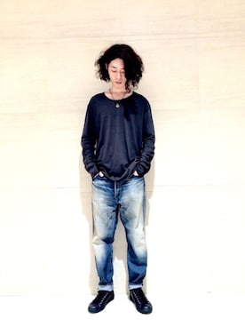 「レザースニーカー」｜J2さん（メンズ・180cm）の夏コーディネート