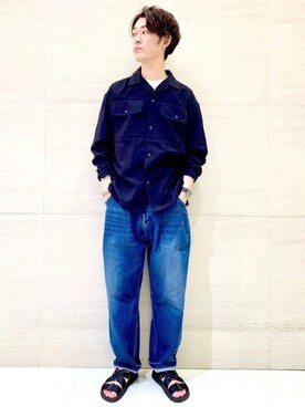 「Johnbull Private labo（ジョンブルプライベートラボ）のアイテム（サンダル）」を使った、J2さん（メンズ・180cm）の夏コーディネート