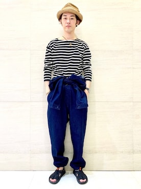 「Johnbull Private labo（ジョンブルプライベートラボ）のアイテム（サロペット/オーバーオール）」を使った、J2さん（メンズ・180cm）の夏コーディネート