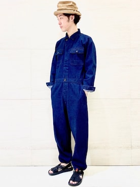 「Johnbull Private labo（ジョンブルプライベートラボ）のアイテム（サロペット/オーバーオール）」を使った、J2さん（メンズ・180cm）の夏コーディネート