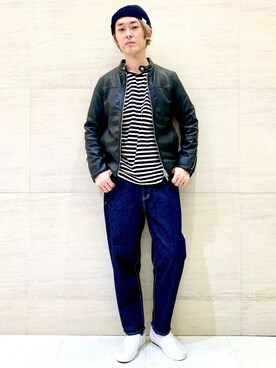 「Johnbull Private labo（ジョンブルプライベートラボ）のアイテム（ライダースジャケット）」を使った、J2さん（メンズ・180cm）の秋コーディネート