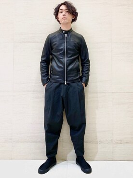 「Johnbull Private labo（ジョンブルプライベートラボ）のアイテム（ライダースジャケット）」を使った、J2さん（メンズ・180cm）の秋コーディネート