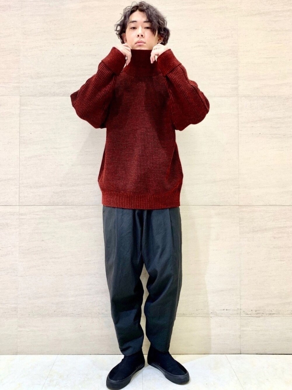 トップス YANTOR 7G Wool Turtle Wide Knit ヤントル ニット