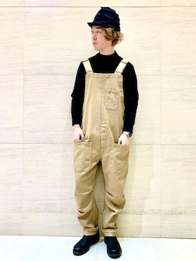 「Johnbull（ジョンブル）のアイテム（サロペット/オーバーオール）」を使った、J2さん（メンズ・180cm）の冬コーディネート