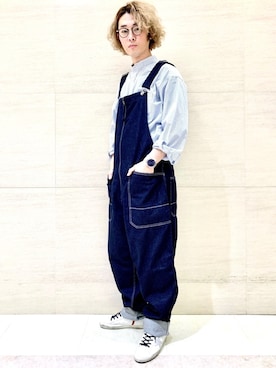 「Johnbull（ジョンブル）のアイテム（サロペット/オーバーオール）」を使った、J2さん（メンズ・180cm）の冬コーディネート