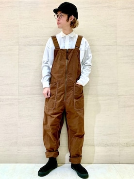 「Johnbull（ジョンブル）のアイテム（サロペット/オーバーオール）」を使った、J2さん（メンズ・180cm）の冬コーディネート