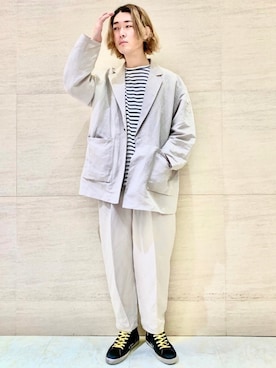 「Johnbull Private labo（ジョンブルプライベートラボ）のアイテム（パンツ）」を使った、J2さん（メンズ・180cm）の春コーディネート