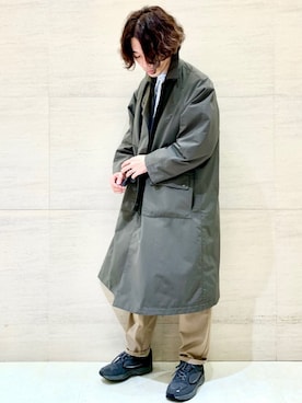 「Johnbull（ジョンブル）のアイテム（ステンカラーコート）」を使った、J2さん（メンズ・180cm）の秋コーディネート