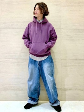 「Johnbull（ジョンブル）のアイテム（スウェット）」を使った、J2さん（メンズ・180cm）の秋コーディネート