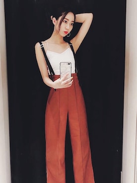 「EMODA（エモダ）のアイテム（サロペット/オーバーオール）」を使った、Harukoさん（レディース・159cm）の夏コーディネート