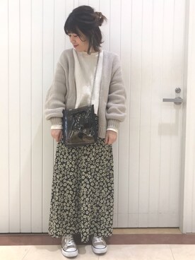 miyusan☆さんの「ハナクルミボタンＡラインスカート　828989」を使ったコーディネート