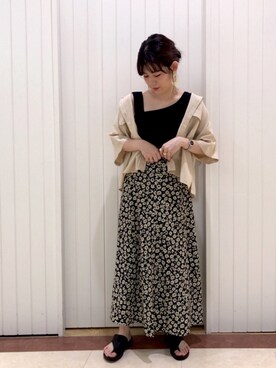 「LOWRYS FARM（ローリーズファーム）のショートＣＰＯシャツ　841006（シャツ/ブラウス）」を使った、miyusan☆さん（レディース・155cm）の夏コーディネート