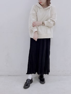 「ワッシャースカート」｜「アイテム（その他）」を使った、miyusan☆さん（レディース・155cm）の秋コーディネート
