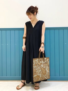 「LOWRYS FARM（ローリーズファーム）のウッドバングル　880326（バングル/リストバンド）」を使った、miyusan☆さん（レディース・155cm）の夏コーディネート