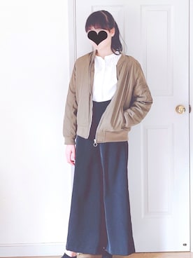 「Honeys（ハニーズ）のアイテム（MA-1）」を使った、cocoroさん（レディース・159cm）の春コーディネート