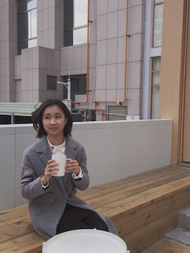「ONLY（オンリー）のアイテム（シャツワンピース）」を使った、吳樂qiさん（レディース・163cm）の冬コーディネート