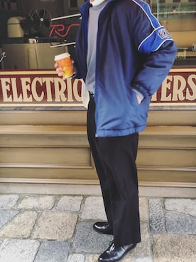 「HARE」｜「アイテム（ナイロンジャケット）」を使った、BBさん（メンズ・174cm）の冬コーディネート