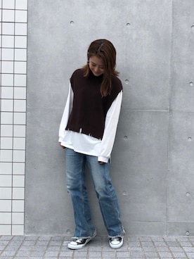 「STUDIOUS（ステュディオス）のアイテム」を使った、KAORIさん（レディース・153cm）の夏コーディネート