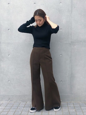 「ツイードパンツ」｜「アイテム（ワンピース/ドレス）」を使った、KAORIさん（レディース・153cm）の秋コーディネート