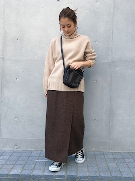 「STUDIOUS（ステュディオス）のアイテム（トップス）」を使った、KAORIさん（レディース・153cm）の秋コーディネート