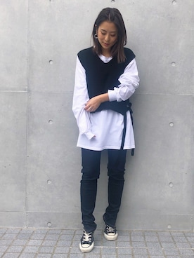 「STUDIOUS（ステュディオス）のアイテム（トップス）」を使った、KAORIさん（レディース・153cm）の秋コーディネート