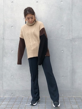 「STUDIOUS（ステュディオス）のアイテム（パンツ）」を使った、KAORIさん（レディース・153cm）の秋コーディネート