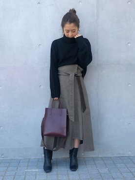 「STUDIOUS（ステュディオス）のアイテム（トップス）」を使った、KAORIさん（レディース・153cm）の秋コーディネート