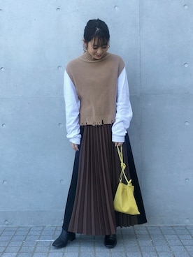 「MARROW（マロウ）のアイテム」を使った、KAORIさん（レディース・153cm）の冬コーディネート