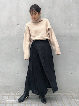 「STUDIOUS（ステュディオス）のアイテム（トップス）」を使った、KAORIさん（レディース・153cm）の冬コーディネート