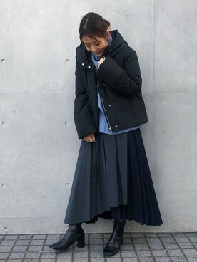 「STUDIOUS（ステュディオス）のアイテム（ダウンジャケット/コート）」を使った、KAORIさん（レディース・153cm）の冬コーディネート