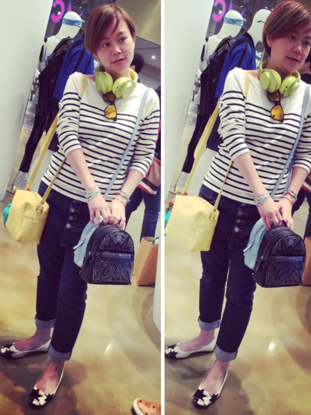 「shopping DAY」｜「Roger Vivierのアイテム（ドレスシューズ、ホワイト系）」を使った、Jessie Wuさん（レディース・156cm）の冬コーディネートの1枚目の写真