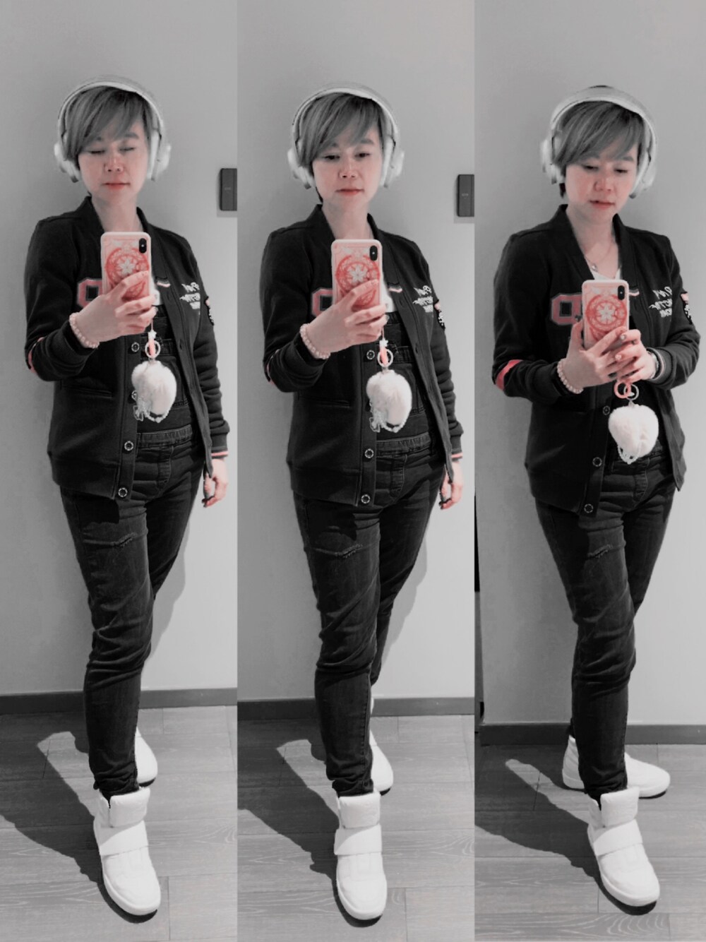 「back to school」｜「SPAOのアイテム（デニムパンツ、ブラック系）」を使った、Jessie Wuさん（レディース・156cm）の春コーディネートの1枚目の写真