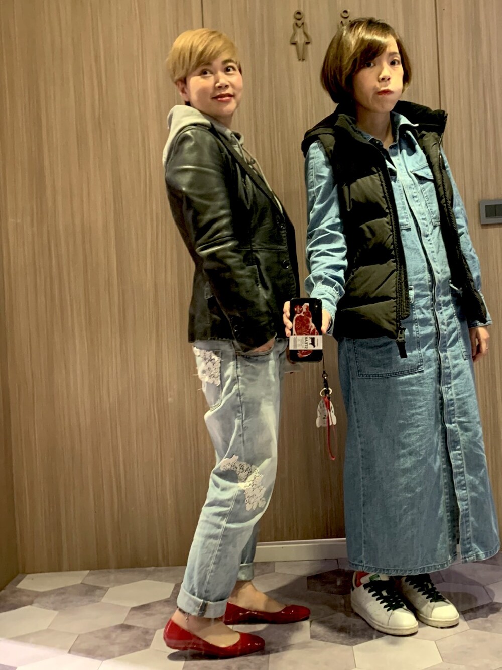 「街頭穿搭」｜「GAPのアイテム（デニムパンツ、ブルー系）」を使った、Jessie Wuさん（レディース・156cm）の冬コーディネートの1枚目の写真
