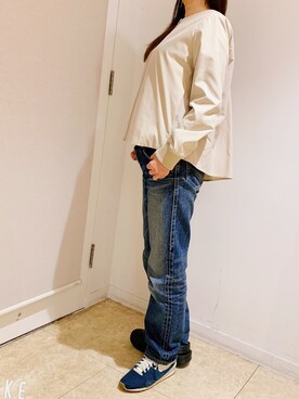 「アシンメトリー」｜「アイテム（ブルゾン）」を使った、TAKUさん（レディース・156cm）の冬コーディネート