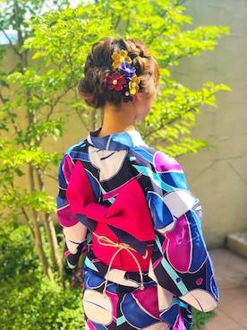 「GRL」｜「アイテム（浴衣）」を使った、YURAさん（レディース・157cm）の夏コーディネート