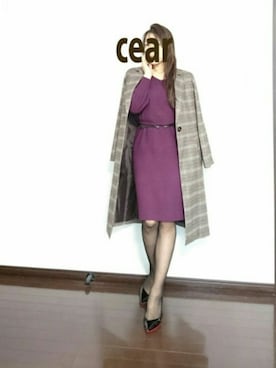 「CECIL McBEE（セシルマクビー）のアイテム（チェスターコート）」を使った、chikoさん（レディース・156cm）の冬コーディネート
