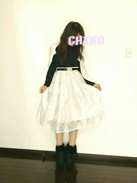 「OZOC（オゾック）のアイテム（カーディガン/ボレロ）」を使った、chikoさん（レディース・156cm）の冬コーディネート