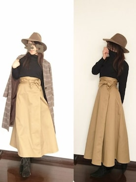 「CECIL McBEE（セシルマクビー）のアイテム（チェスターコート）」を使った、chikoさん（レディース・156cm）の冬コーディネート