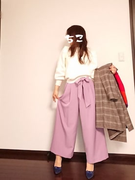 「CECIL McBEE（セシルマクビー）のアイテム（チェスターコート）」を使った、chikoさん（レディース・156cm）の冬コーディネート