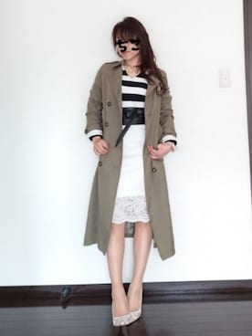 「Freesia（フリージア）のアイテム（トレンチコート）」を使った、chikoさん（レディース・156cm）の春コーディネート