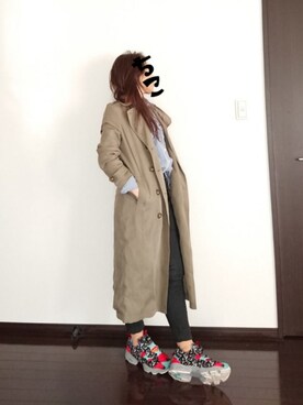 「Freesia（フリージア）のアイテム（トレンチコート）」を使った、chikoさん（レディース・156cm）の春コーディネート