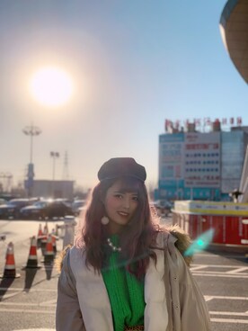 「SLY（スライ）のアイテム（キャスケット）」を使った、迷糊虫_佳小妞さん（レディース・165cm）の冬コーディネート