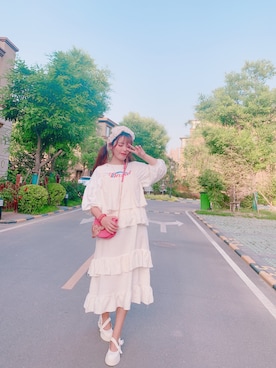 「merry jenny（メリージェニー）のアイテム（ジャンパースカート）」を使った、迷糊虫_佳小妞さん（レディース・165cm）の春コーディネート