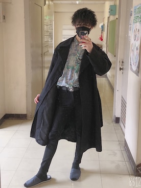 「Confirm（コンファーム）のアイテム（トレンチコート）」を使った、風太郎さん（メンズ・171cm）の春コーディネート