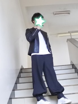「WEGO（ウィゴー）のアイテム（ライダースジャケット）」を使った、風太郎さん（メンズ・171cm）の春コーディネート