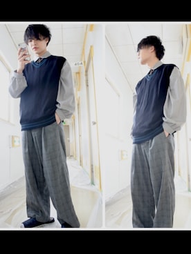 「春夏コーデ」｜「GU（ジーユー）のアイテム（ニット/セーター）」を使った、風太郎さん（メンズ・171cm）の春コーディネート