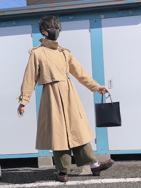 「unrelaxing（アンリラクシング）のアイテム（トレンチコート）」を使った、風太郎さん（メンズ・171cm）の冬コーディネート
